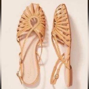 Anthrpologie Joelle Strappy Braided Flat Sandal Size 8
